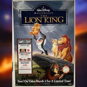 THE LION KING (1994) - ORIGINAL SINGLE SIDED VIDEO STORE MOVIE POSTER